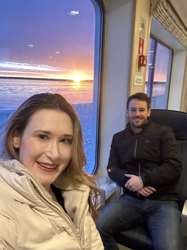 The ferry ride at sunset